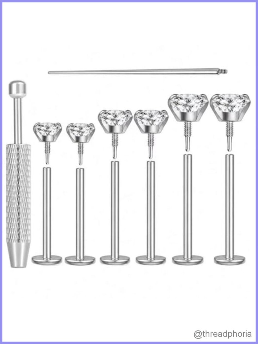 Hypoallergenic Surgical Stainless Steel Flat Back Stud Earrings Internal Thread